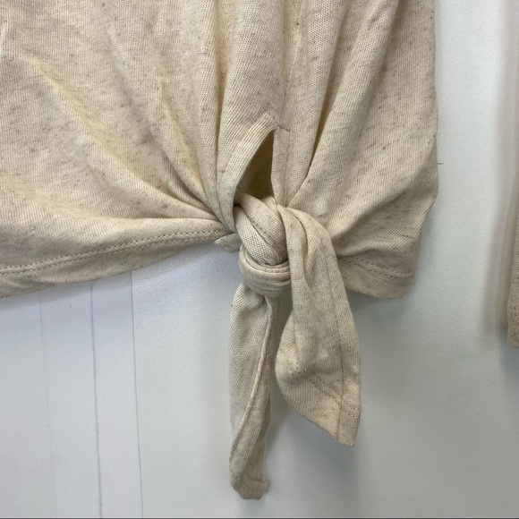 Madewell Long Sleeve T Shirt Small Soundcheck Side-Tie Light Tan Cream Top - Picture 4 of 6